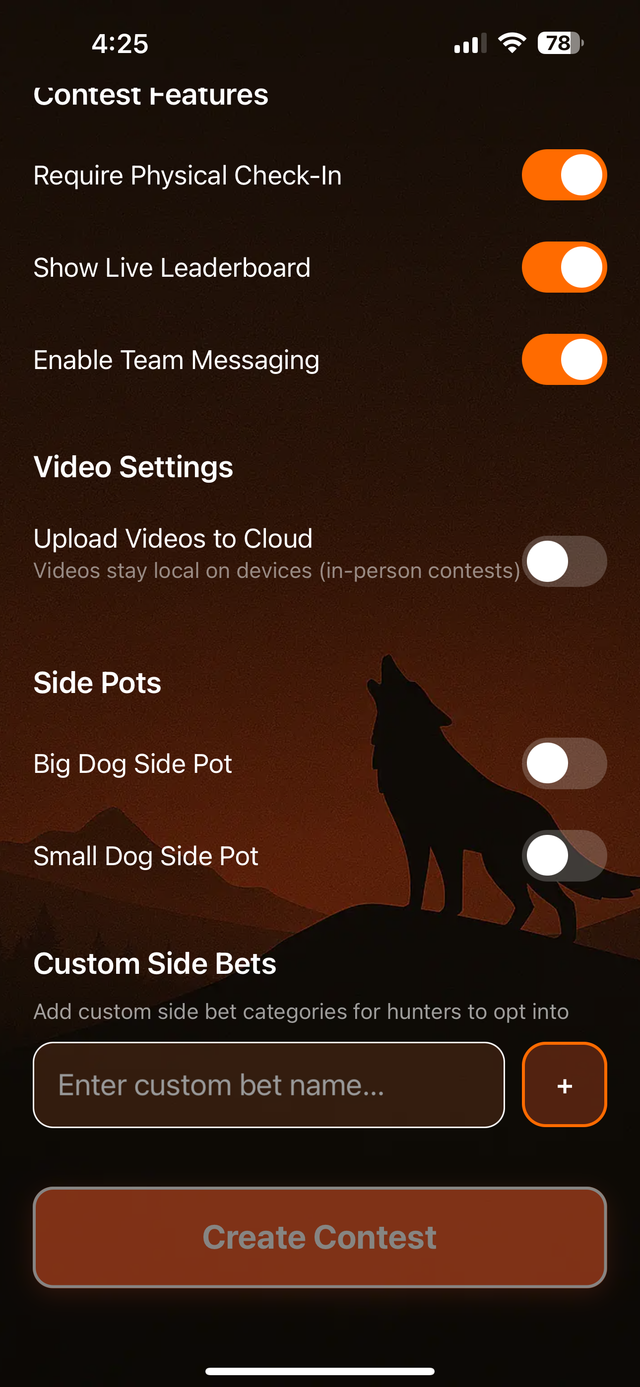 Contest Creation Wizard - Configuration Options