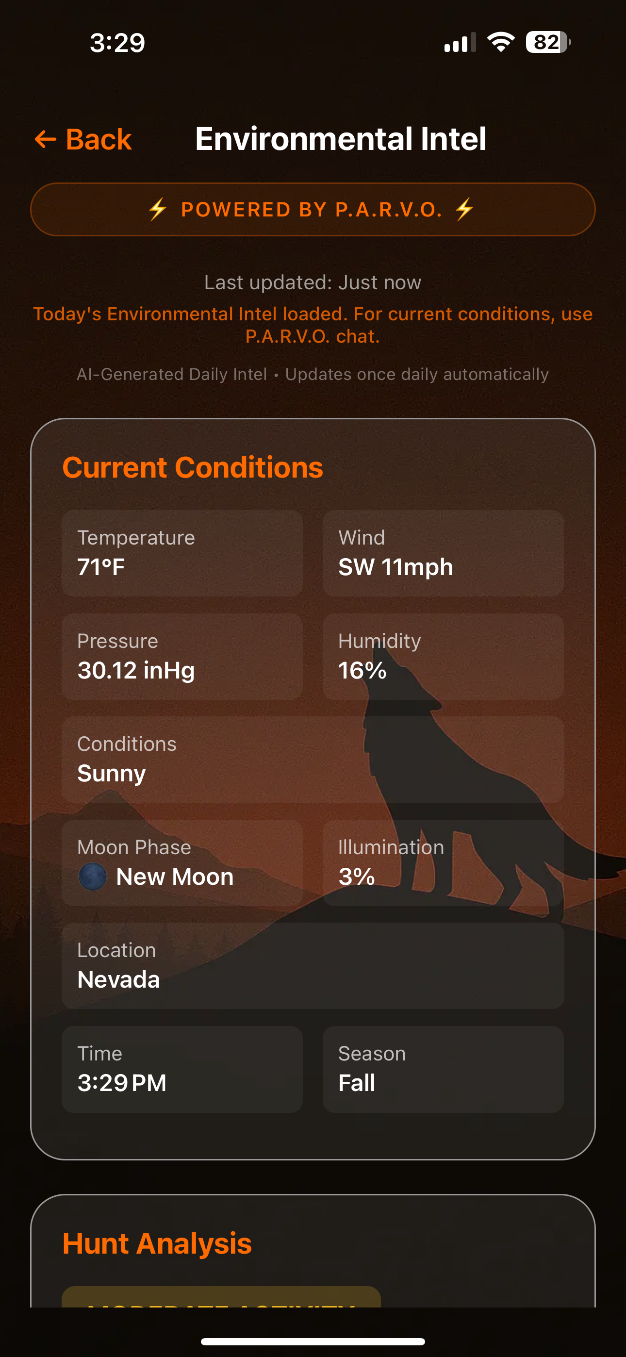 Weather Intelligence Dashboard - Hunting Conditions