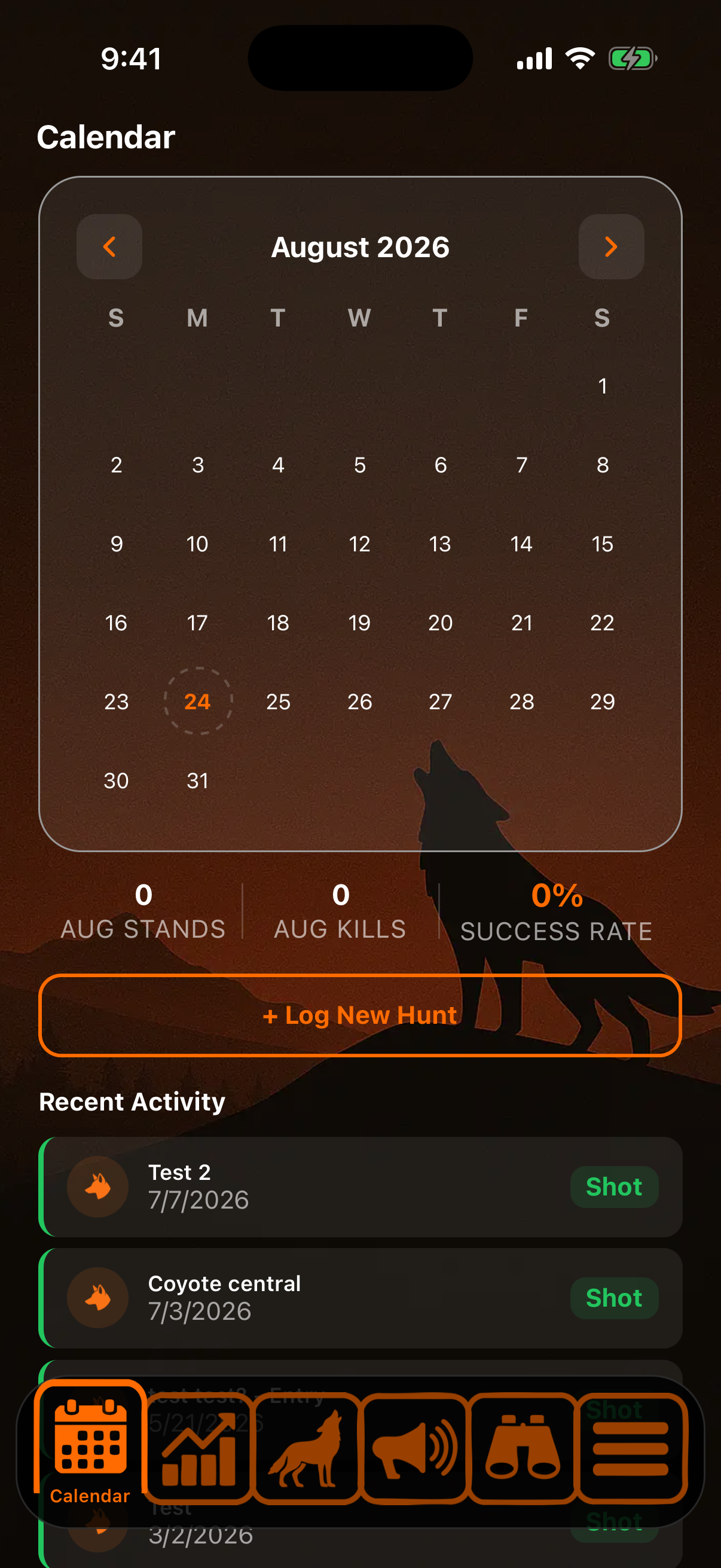 Hunt Calendar