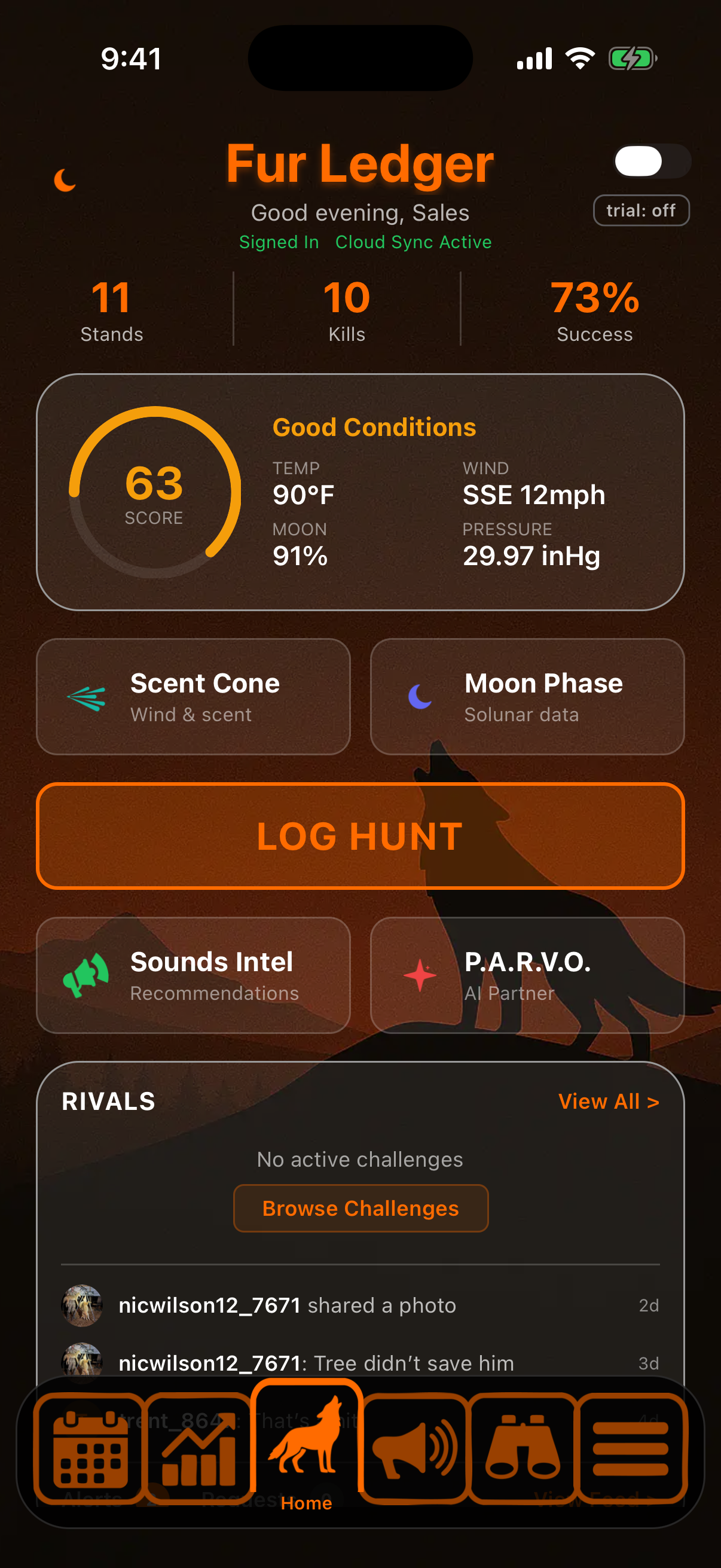 Hunt conditions on Home